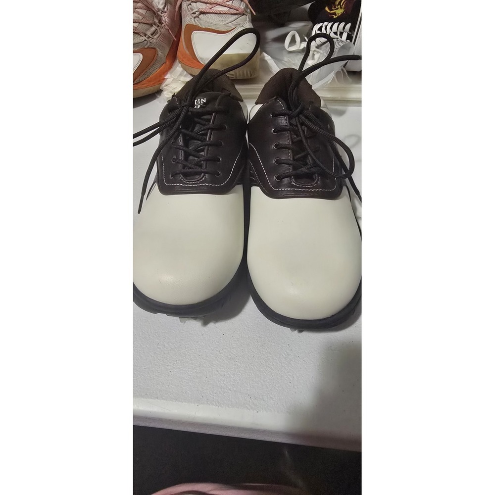 Austin Golf Oxford Shoes Men Size 9D White / Brown with Spikes EUC Lace